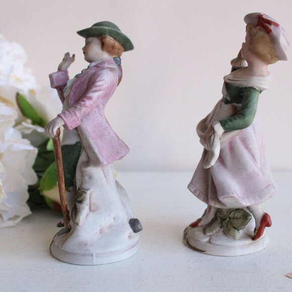 Vintage Porcelain Figurines, Capodimonte, Korean, Bisque Porcelain Man and Wom - Picture 4 of 10